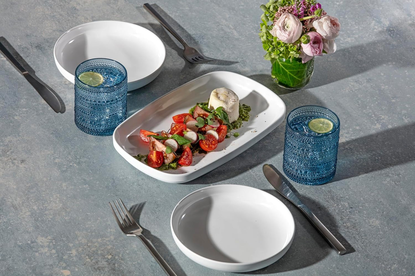 Fortessa Orbetto Outdoor Hobnail Plastic Drinkware Collection, DOF Beverage Cocktail Glass 4 Pack, 10.5 Ounce, Cornflower Blue