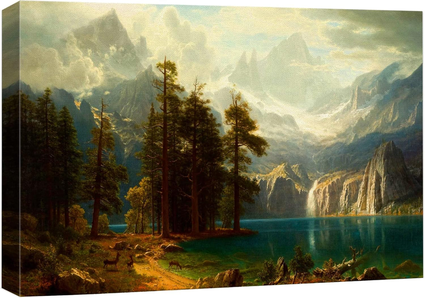 wall26 Canvas Print Wall Art Mystic Forest & Mountain Landscape with Deer Nature Wilderness Illustrations Modern Art Rustic Scenic for Living Room, Bedroom, Office - 24"x36"