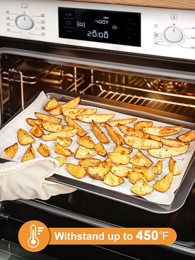 SMARTAKE 120Pcs Parchment Paper Sheets, 16x24 Inch Pre-Cut Parchment Paper for Baking, Non-Stick, Natural Wood Pulp, for Air Fryer Steaming Grilling Rack Oven (White)