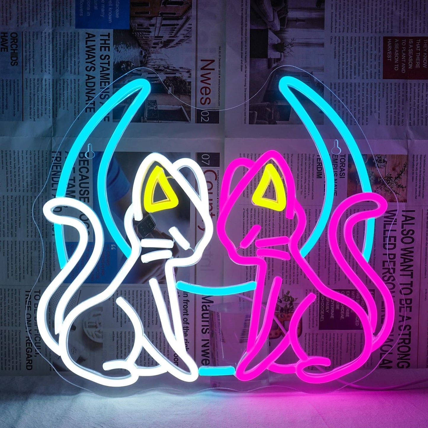 Wlhope Neon Cat Sign Moon Cat Neon Signs For Wall Decor Moon Led Wall Sign Light Led Signs For Bedroom Game Room Party Bar Man Cave Club Decoration Cat Lovers Gifts