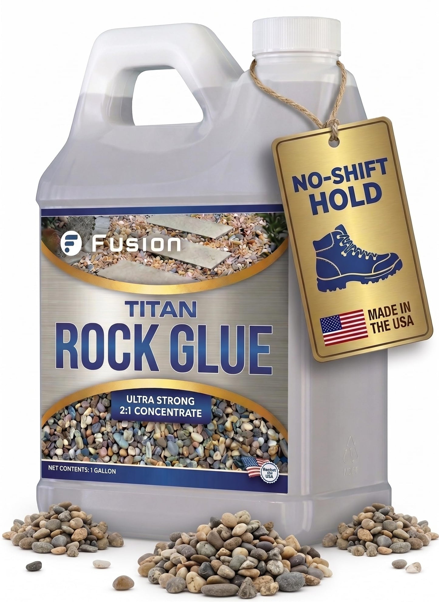 Titan Rock Glue for Landscaping - Stone Glue for Outside Rocks, Small Pebbles, & Pea Gravel, Gravel Binder, Pathway Stabilizer, Long-Lasting Formula, Prevents Erosion (128 Fl Oz) by Fusion Chemical