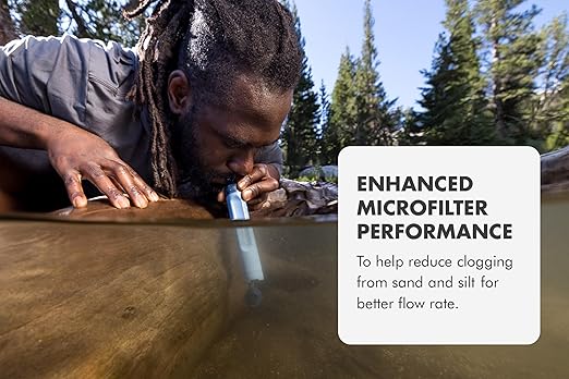 LifeStraw Peak Series - Personal Water Filter Straw for Backup Filtration, Emergency, Survival, and Ultralight Hydration, Dark Mountain Gray, 2 Pack