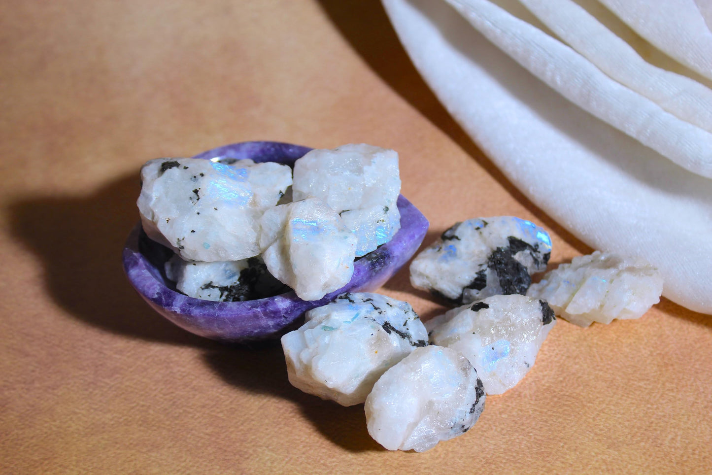 Rainbow Moonstone Raw Crystals – Large 1.25-2.0” Natural Healing Stones for Intuition, Chakra, Meditation, Reiki, Energy Work, Wire Wrapping, Tumbling & Spiritual Moon Magic Decor