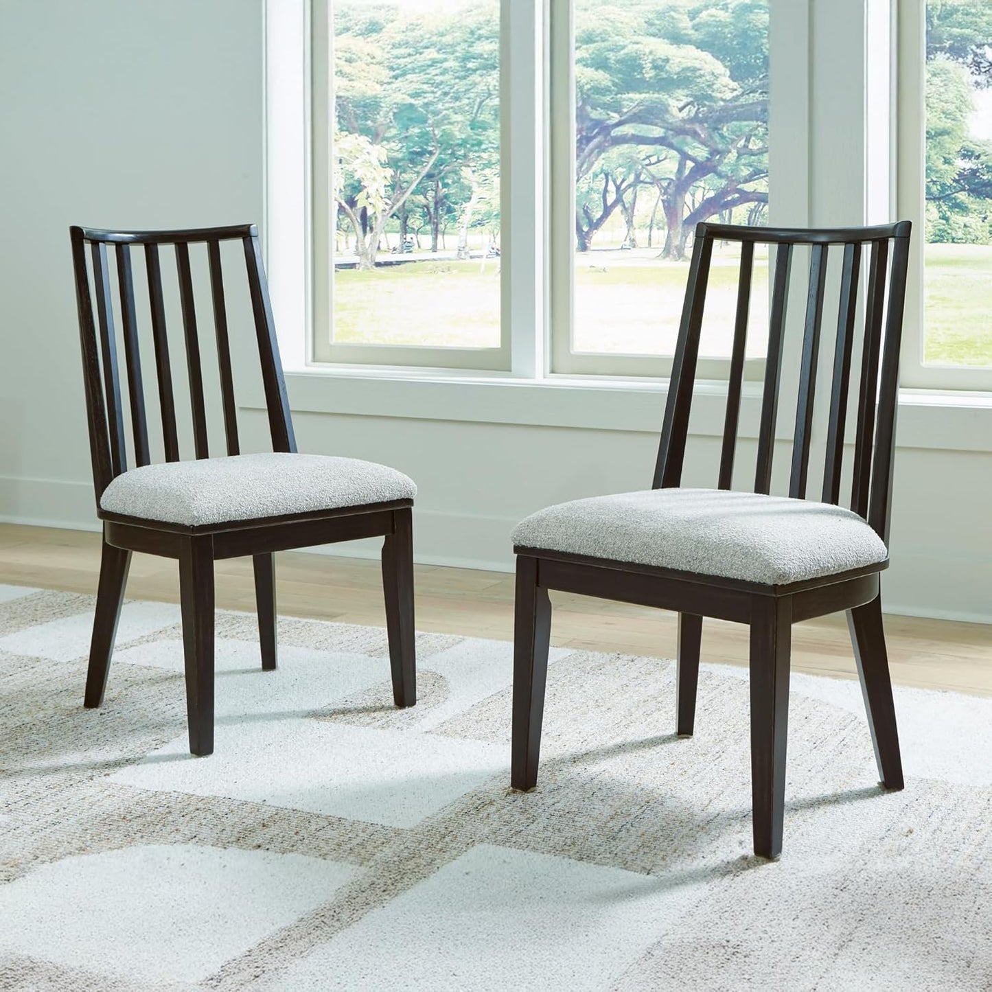 Signature Design by Ashley Galliden Urban Upholstered Armless Dining Chair, Set of 2, Black & Light Gray