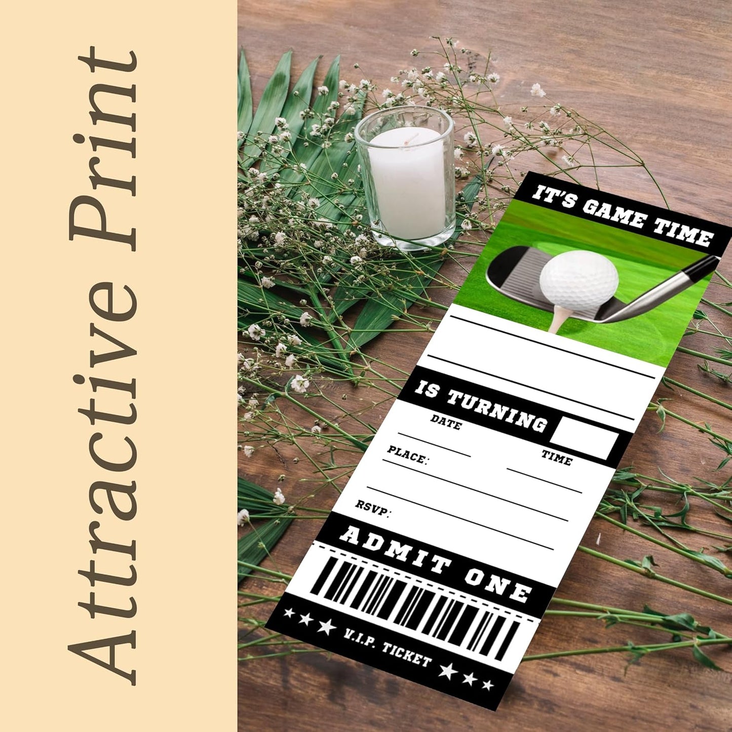Sports Birthday Cards-20 Golf Game Ticket Invite Cards-Golf Birthday Invitation with Envelopes for Teens kids Adults-Party Favor & Supplies (3×8 inch)-A11