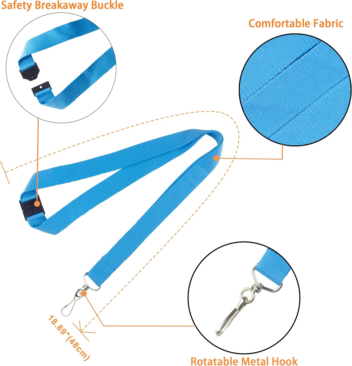 8 Pack Breakaway Lanyards for ID Badge Holder, Cute Colors & Durable Neck Straps for Schools, Office, Cruise, Assorted 8