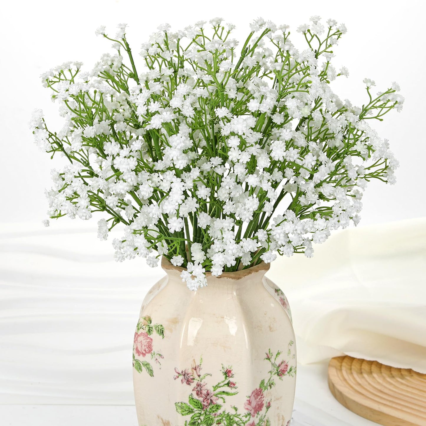 DILATATA 12pcs Artificial Baby’s Breath Flowers, 20" White Silk Gypsophila, Wedding Bouquet, DIY Floral Arrangements, Home Decor, Party Centerpieces, Craft Supplies