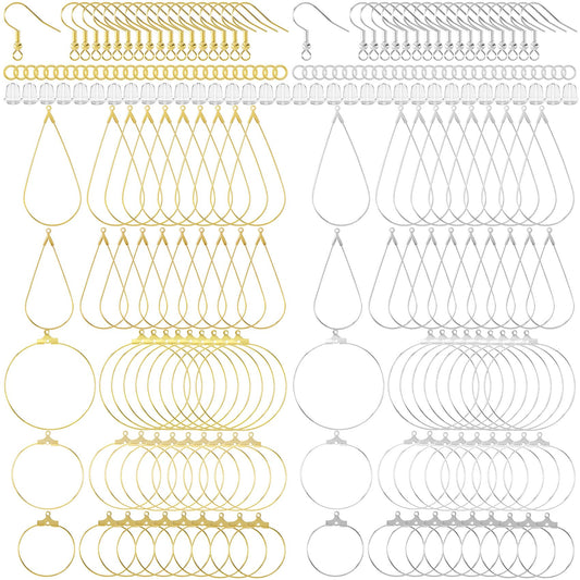 OIIKI 700pcs Hypoallergenic Earring Making Kit, Gold/Silver Plated Earring Hooks, Earring Beading Hoop, Clear Rubber Earring Backs, Jump Rings for DIY Jewelry Making, Earring Making Supplies