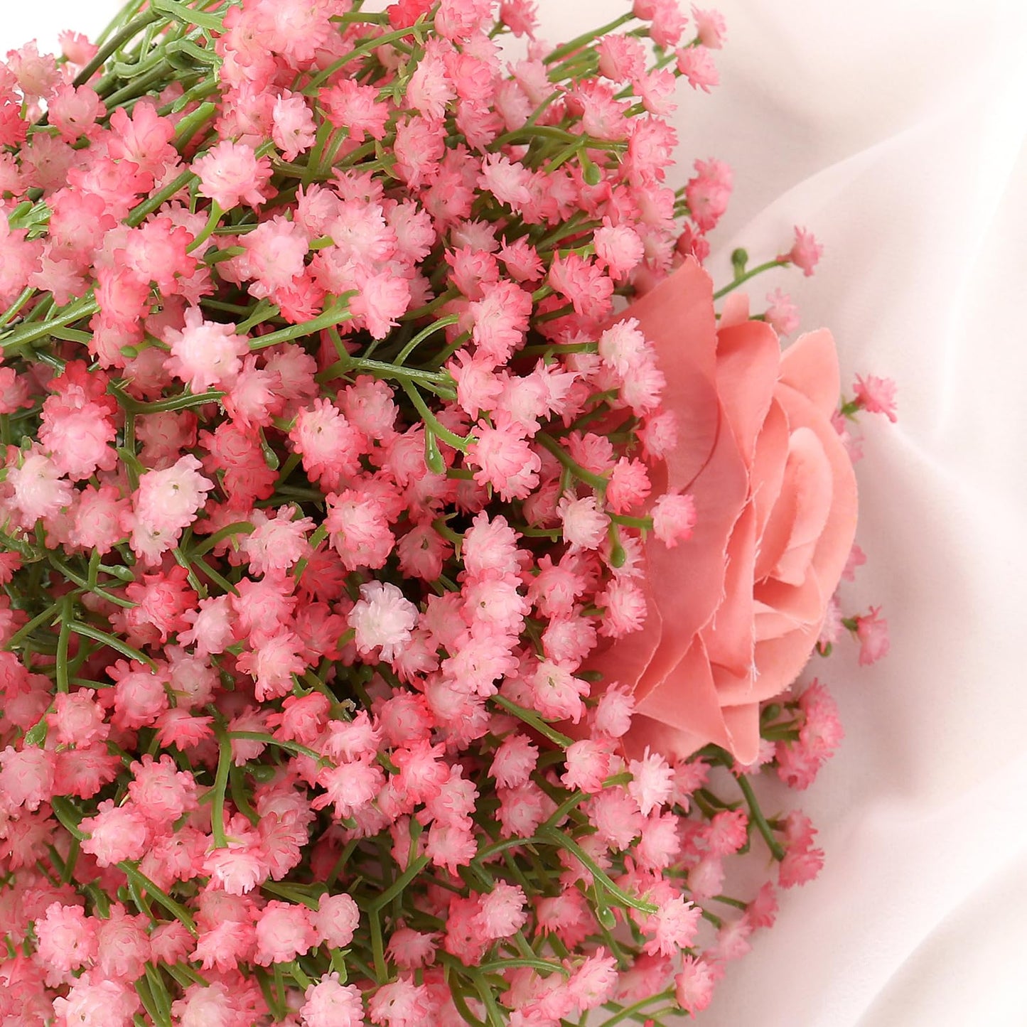 Pusuny Baby Breath Flowers Artificial Bulk,15 Pcs Gypsophila Faux Pink Flowers Fake Baby Breath Real Touch Flowers Bouquets for Bride Wedding Decorations Party Floral Arrangements DIY (Pink)