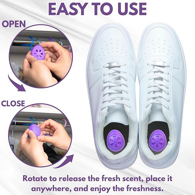 Air Jungles Shoes Deodorizer Ball 12 Count, Lavender Scent, Odor Remover Balls for Sneakers Boot Shoe, Essential Oil Provides Natural Freshness