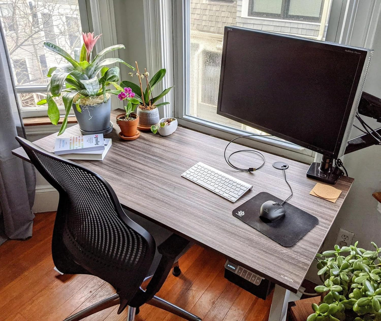 Kaboon Universal Tabletop 55"x27.5", Solid One-Piece Melamine Table Top, Double Desk L-Desk DIY, Home and Office Countertop,Eucalyptus