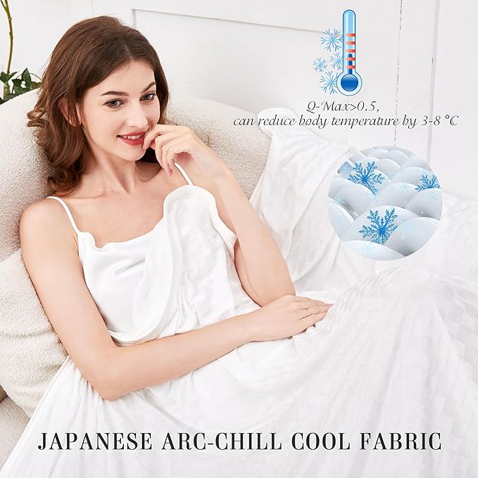 AmyHomie Cooling Blanket,90"x90"Queen Size,Summer Blankets with Double Sided Cold Effect, Arc-Chill Q-Max>0.5 Cool Fiber, Breathable Lightweight Blankets for Hot Sleepers Night Sweats