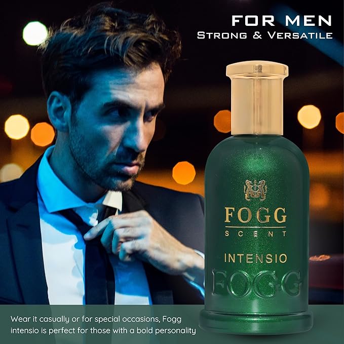 Fogg Scent Intensio Eau de Parfum for Men | Strong Spicy Perfume | Bold Masculine Fragrance with Bergamot, Cedar & Amber | Long Lasting EDP | 3.38oz (100ml)