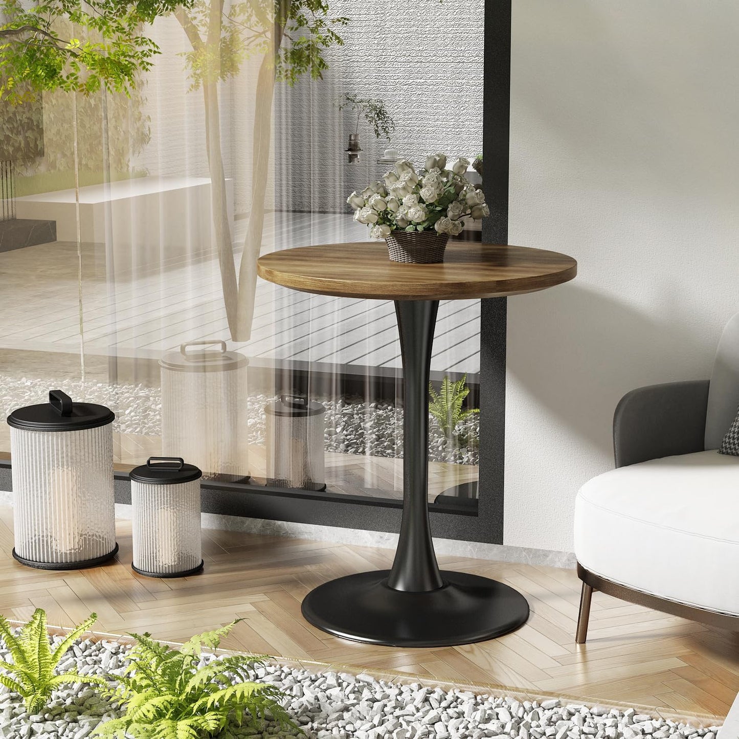 Round Table Modern Dining Table Tulip Round Kitchen Table Mid Century Wooden Coffee Table for Living Room 24 inch