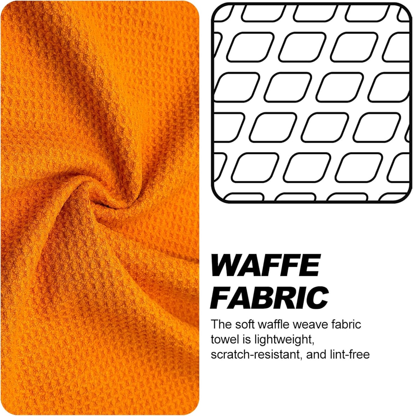 Magnetic Golf Towel with Clip, Microfiber Waffle Design - Industrial Strength Magnet for Strong Hold to Golf Bags, Carts & Clubs - Orange