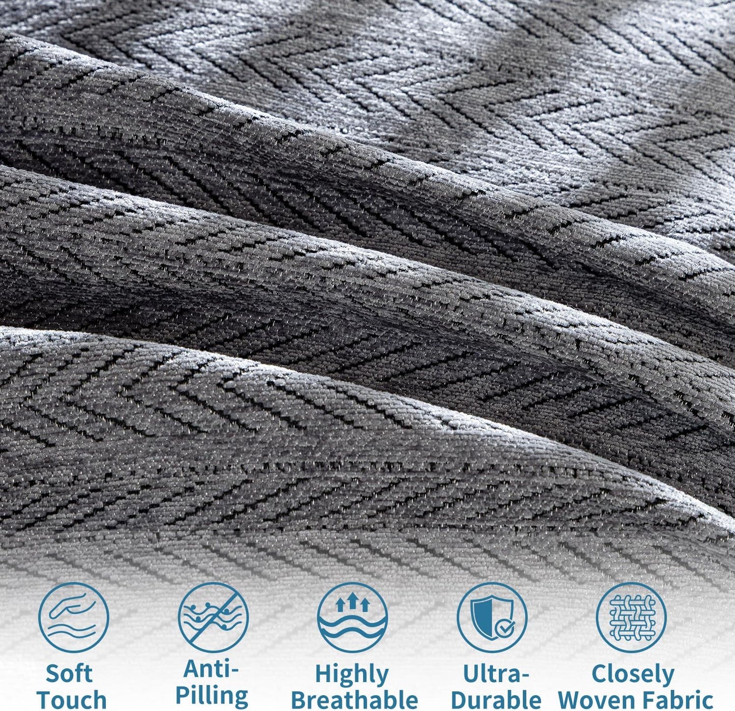 Nobildonna Sofa Chair Cover Waterproof Soft Thicken Chenille Cushion Couch Cover with Tassels,Washable Sofa Slipcovers for Armchair Recliner Sectional Furniture Protector, Dark Gray 71"x71"