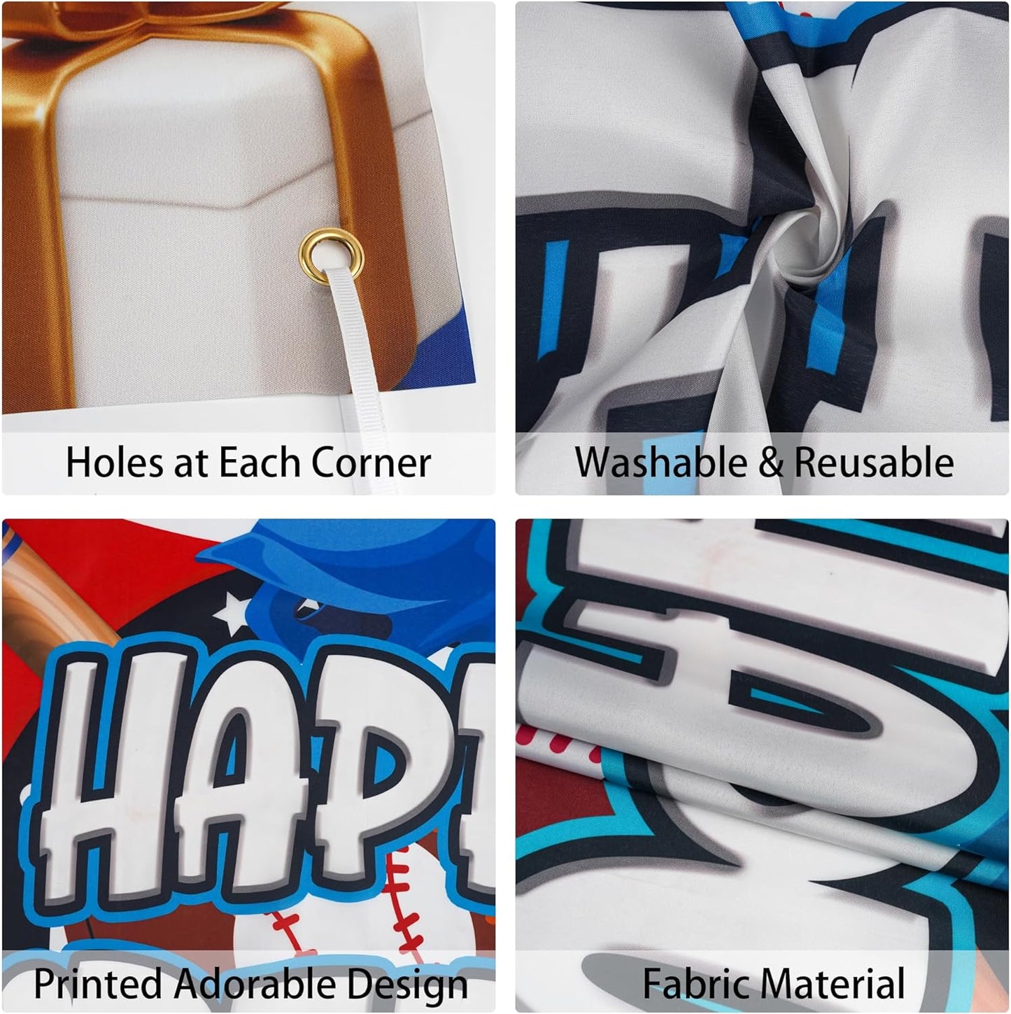 Baseball Happy Birthday Banner Backdrop - Baseball Party Decorations Vinyl Photo Background, Sports Theme Birthday Party Supplies for Kids Teenager Adults (71x43 in)