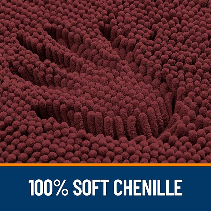 OLANLY Bathroom Rugs 36x24, Extra Soft Absorbent Chenille Bath Rugs, Rubber Backing Quick Dry, Machine Washable Bath Mats for Bathroom Floor, Tub and Shower, Home Decor Accessories, Andorra Red-Brown