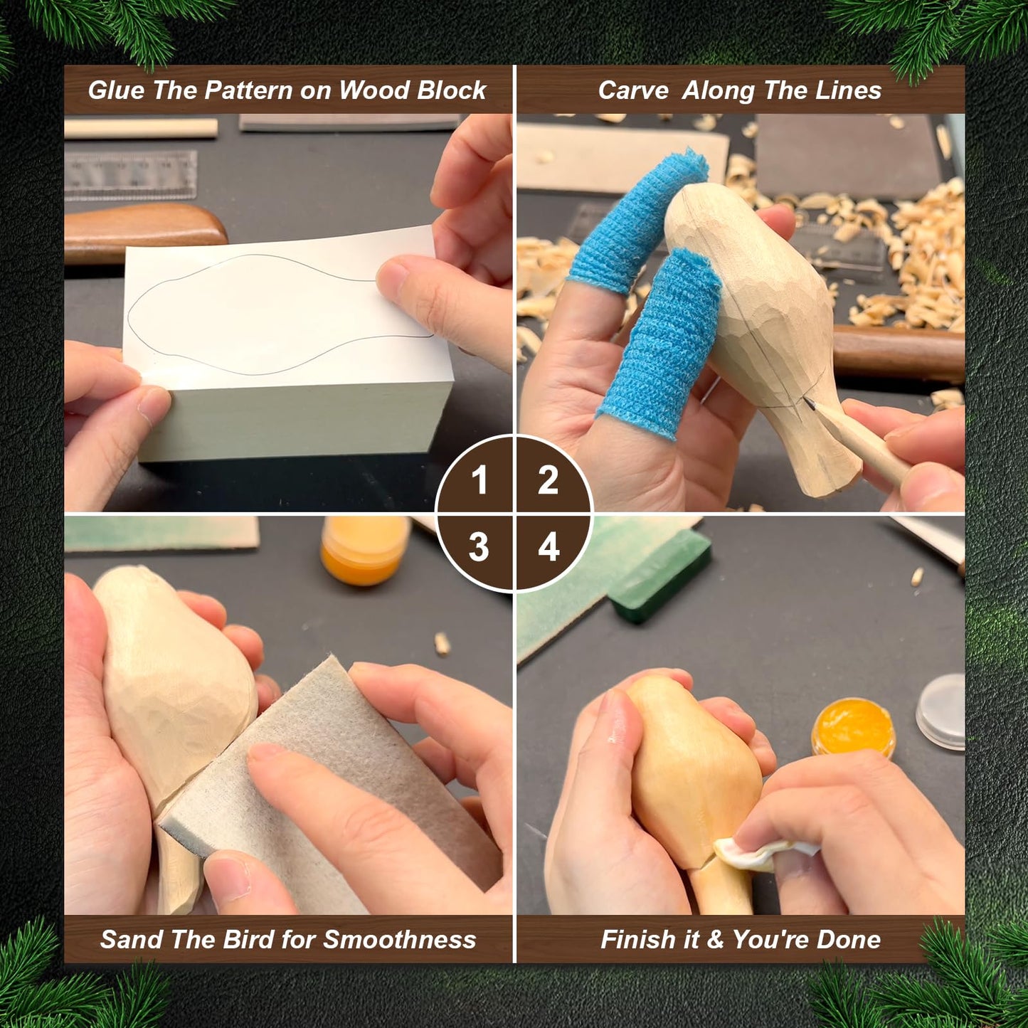 Wood Carving Kit Whittling Knife - 13Pcs Wood Carving Tools Bird DIY Kits for Adults Hobbies Whittling Kit Gift for Beginners & Kids, Craft Kits Includes Safety Wood Carving Knife for Kids