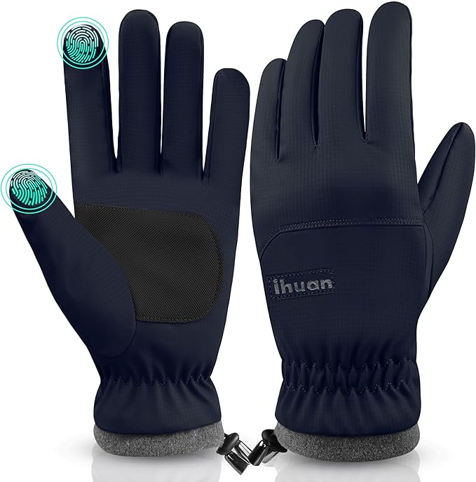 ihuan Winter Waterproof Ski Gloves Men Women, Snow Warm Cycling Cold Weather, Driving Biking Running