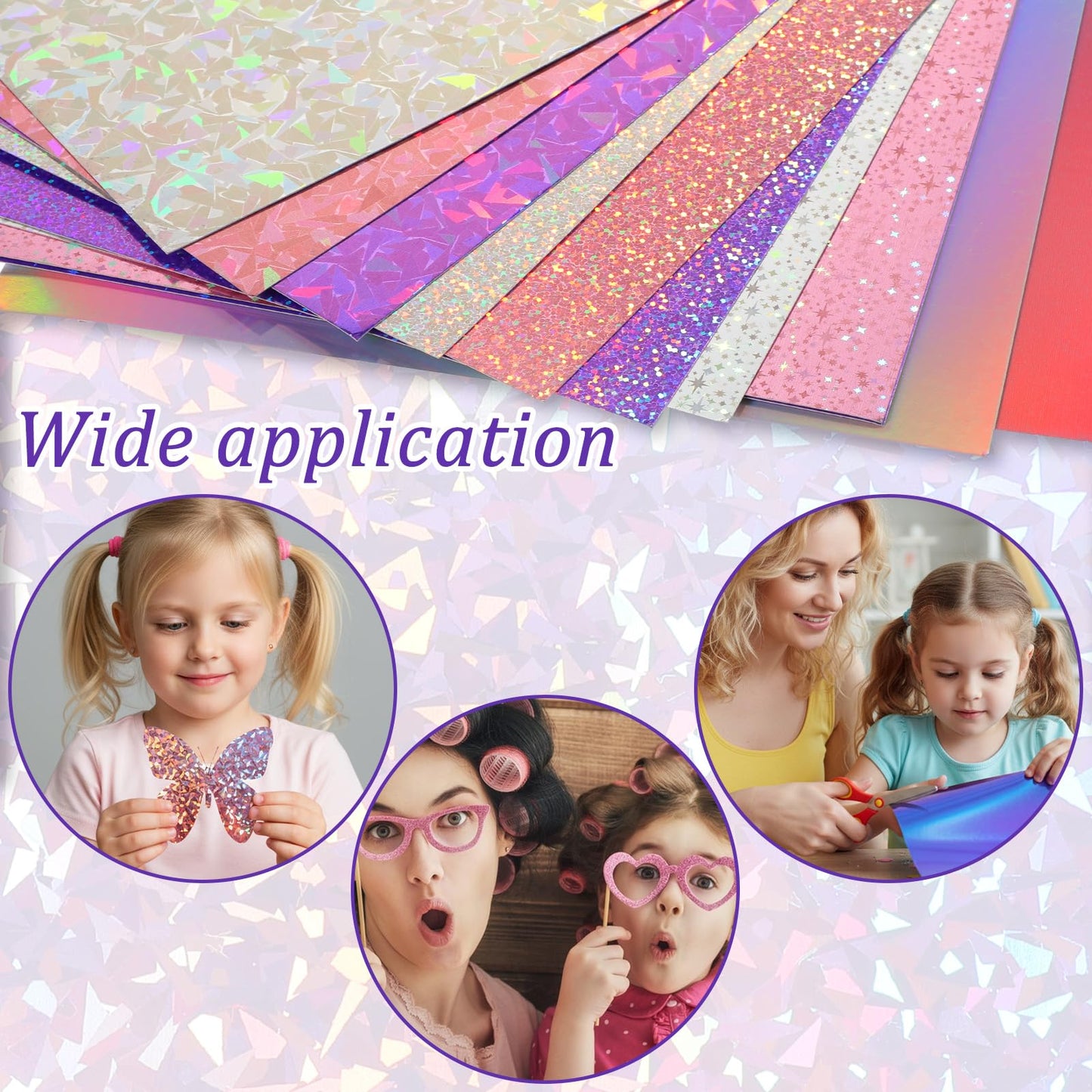 120 Sheets Metallic Holographic Card Stock Shiny Glitter Cardstock Iridescent Mirror Paper 8.3 x 11.6'' 250 GSM Thick Mixed Color Foil Paper for Scrapbook Letter Poster Craft (Colorful)