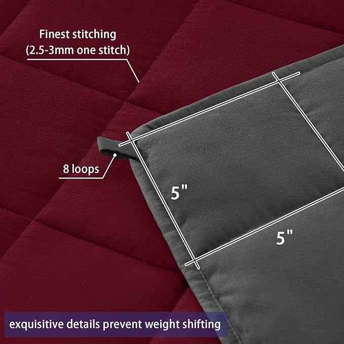 yescool Weighted Blanket for Adults (25 lbs, 60" x 80", Red Grey) Cooling Heavy Blanket for Sleeping Perfect for 240-260 lbs, Queen Size Breathable Blanket with Premium Glass Bead, Machine Washable