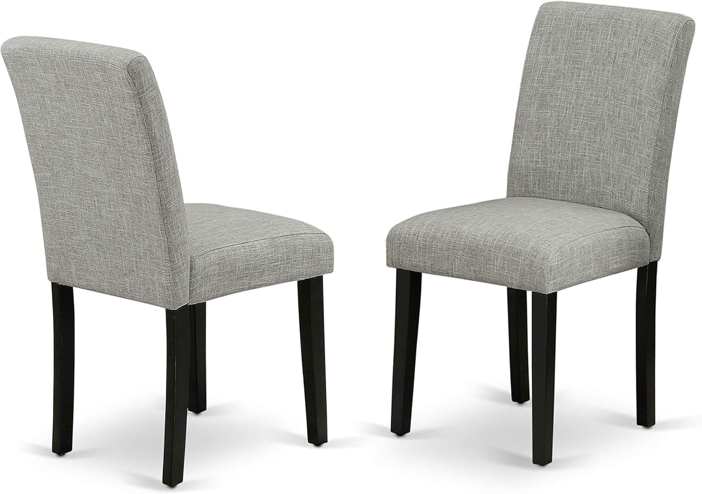 East West Furniture LGAB9-BLK-06 9 Piece Dining Room Furniture Set Includes a Rectangle Wooden Table with Butterfly Leaf and 8 Shitake Linen Fabric Parson Chairs, 42x84 Inch, Black