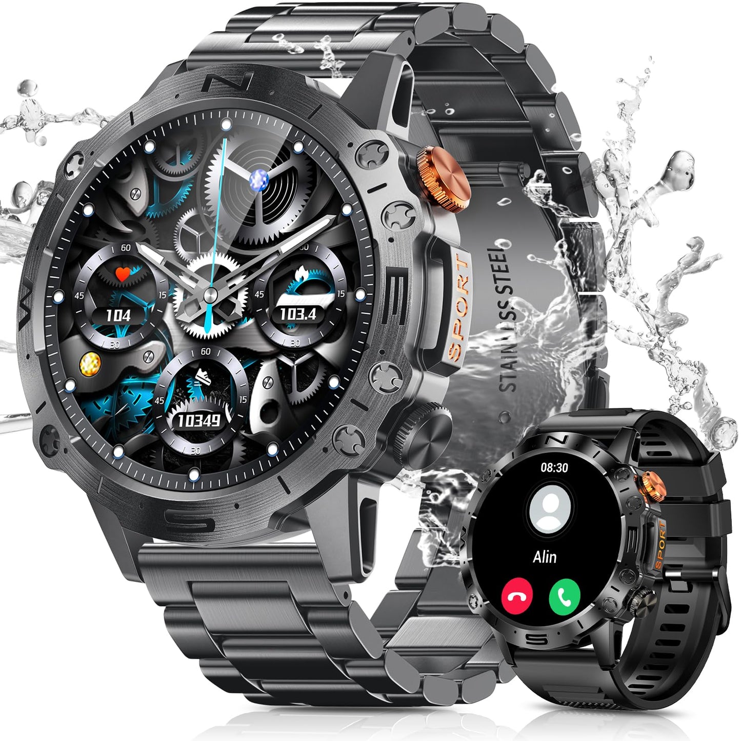 Podoeil Military Smart Watches For Men With 1.43 Amoled Screen, Sports Tracking/Waterproof Tactical Smartwatch, Compatible For A