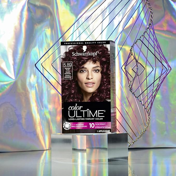 Schwarzkopf Color Ultime 5.89 Radiant Plum Hair Dye, Permanent Intense Plum with Diamond Brilliance, Fade-Resistant, Covers Grays, All Hair Textures