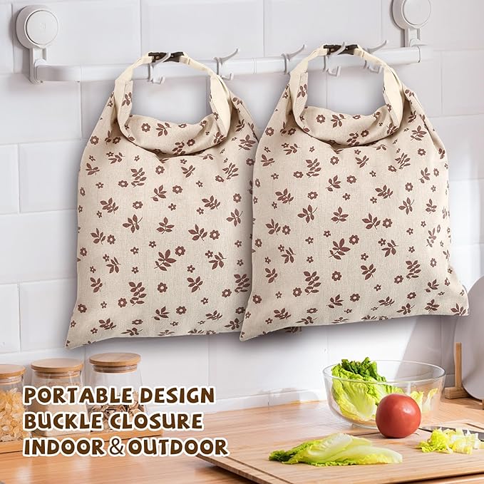 Beeswax Bread Bags, Reusable Linen Organic Beeswax Bread Bags for Sourdough, Keep Freshand and Large Capacity Sourdough Loaf Bag, Coffee Leaf Print Design Storage Bag for Gift