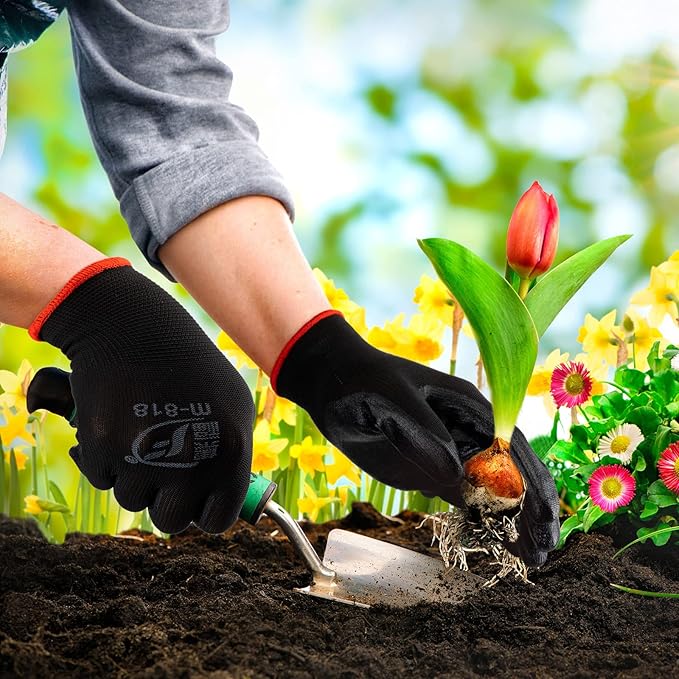 Gardening Gloves for Men Women Breathable Rubber Coated Working Gloves for Gardening, 9.1 Inch