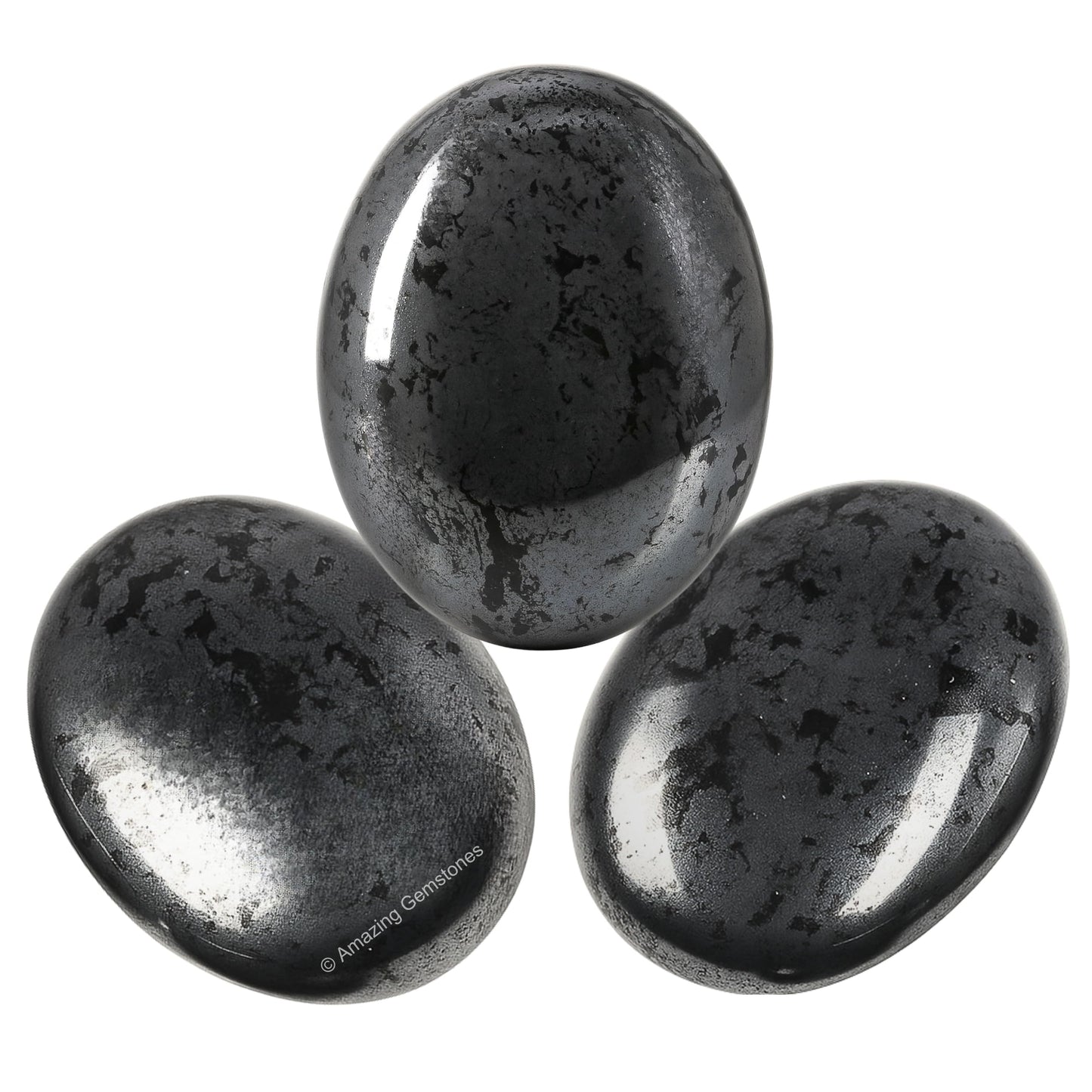 Amazing Gemstone Hematite Crystals and Healing Stones - Large Palm Stone Crystals Piedra - Crystal for Good Luck, Balanced Positive Energy, Meditation - Unique Stocking Stuffers Gifts for Women, Men