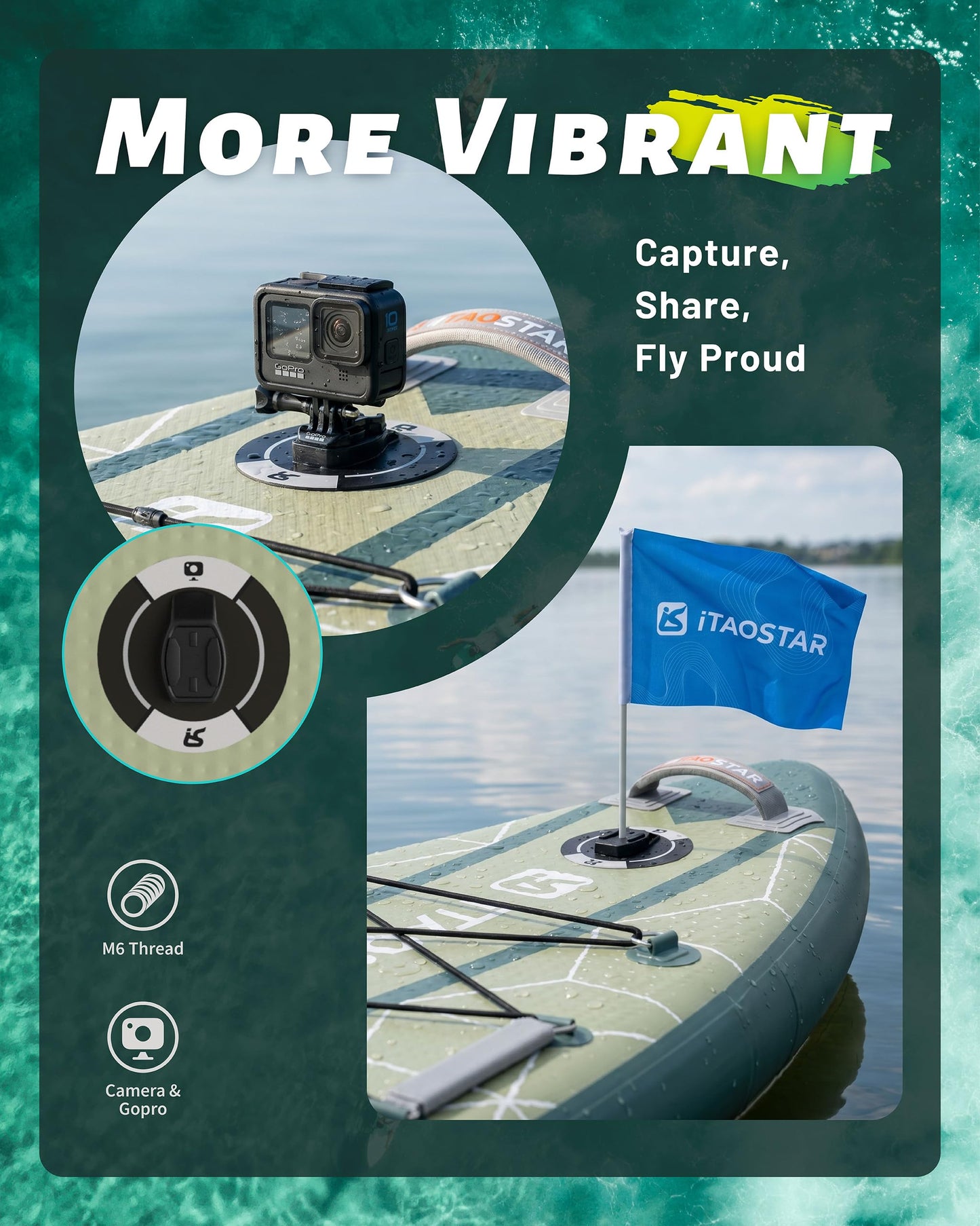 iTAOSTAR C03FP 35" Wide Paddle Board, More Fun SUP Board with 5 Fins，12 Foot Stand Up Paddle Board with Premium SUP Accessories for Adults of All Skill Levels