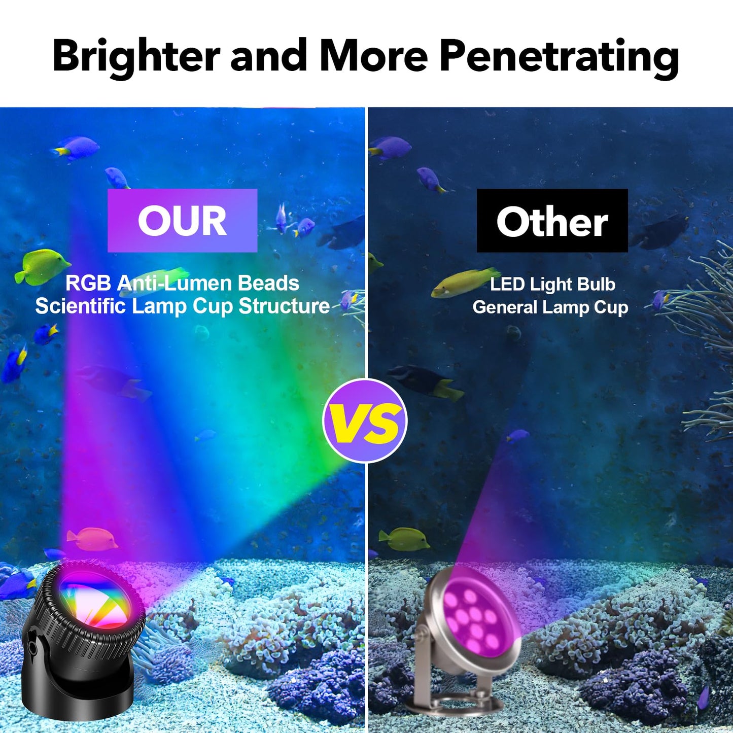 POPOSOAP RGB Underwater Pond Lights with Timer, 20 Colors Dimmable Submersible Led Fountain Lights with IP68 Waterproof, Support Remote Control for Outdoor Ponds Aquarium Garden Pool (4 Set)