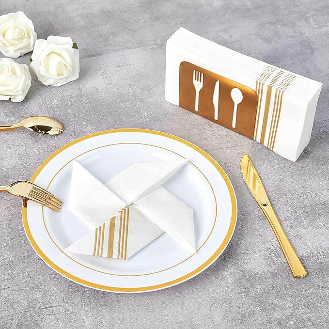 Vplus 300 PACK Guest Towels Disposable Bathroom, Decorative Bathroom Napkins Cloth Feel, Soft, and Absorbent Disposable Paper Hand Towel for Dinners, Kitchen, Parties, Weddings, Christmas Party