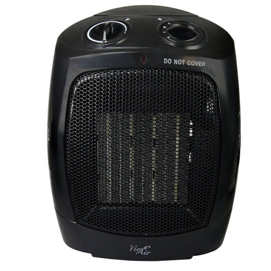 Vie Air Portable 3-Settings Ceramic Heater With Adjustable Thermostat, 1500W, Black