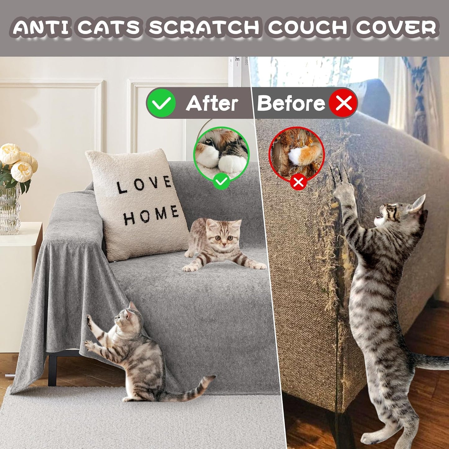 MYSKY HOME Armchair Couch Cover, Sofa Covers Washable, Couch Cover for Dogs, Sofa Slipcovers for 1 Cushion, Furniture Protector Cover, Soft Thick Sofa Throws, 71" x 91", Grey