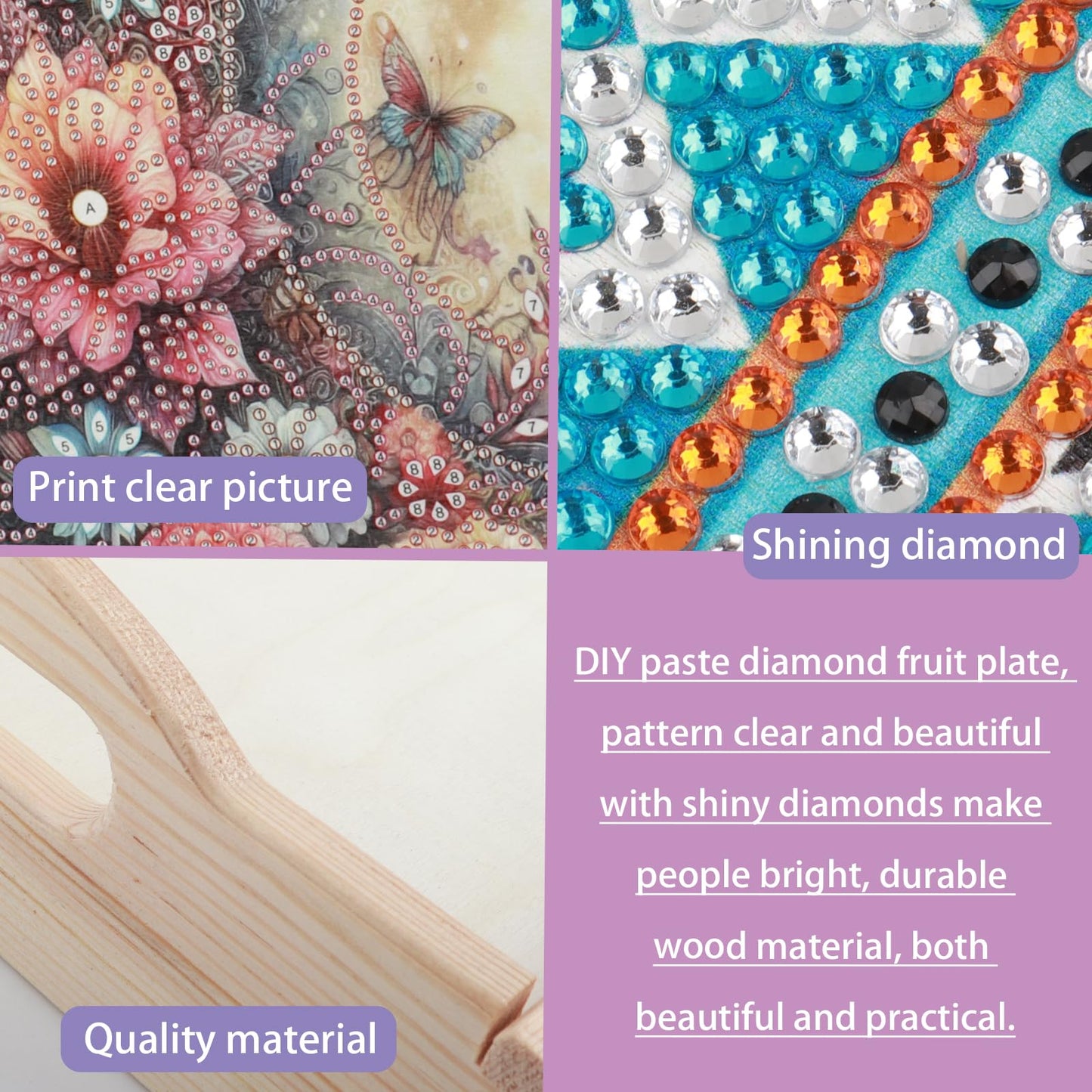 JISHSHAY Diamond Art Serving Tray Diamond Painting Food Tray Gem Art Serving Platter Gem Painting Mosaic Kits for Adults DIY Kits for Adults Table Decor, with Handle 20×30cm/7.87×11.81in, Jesus