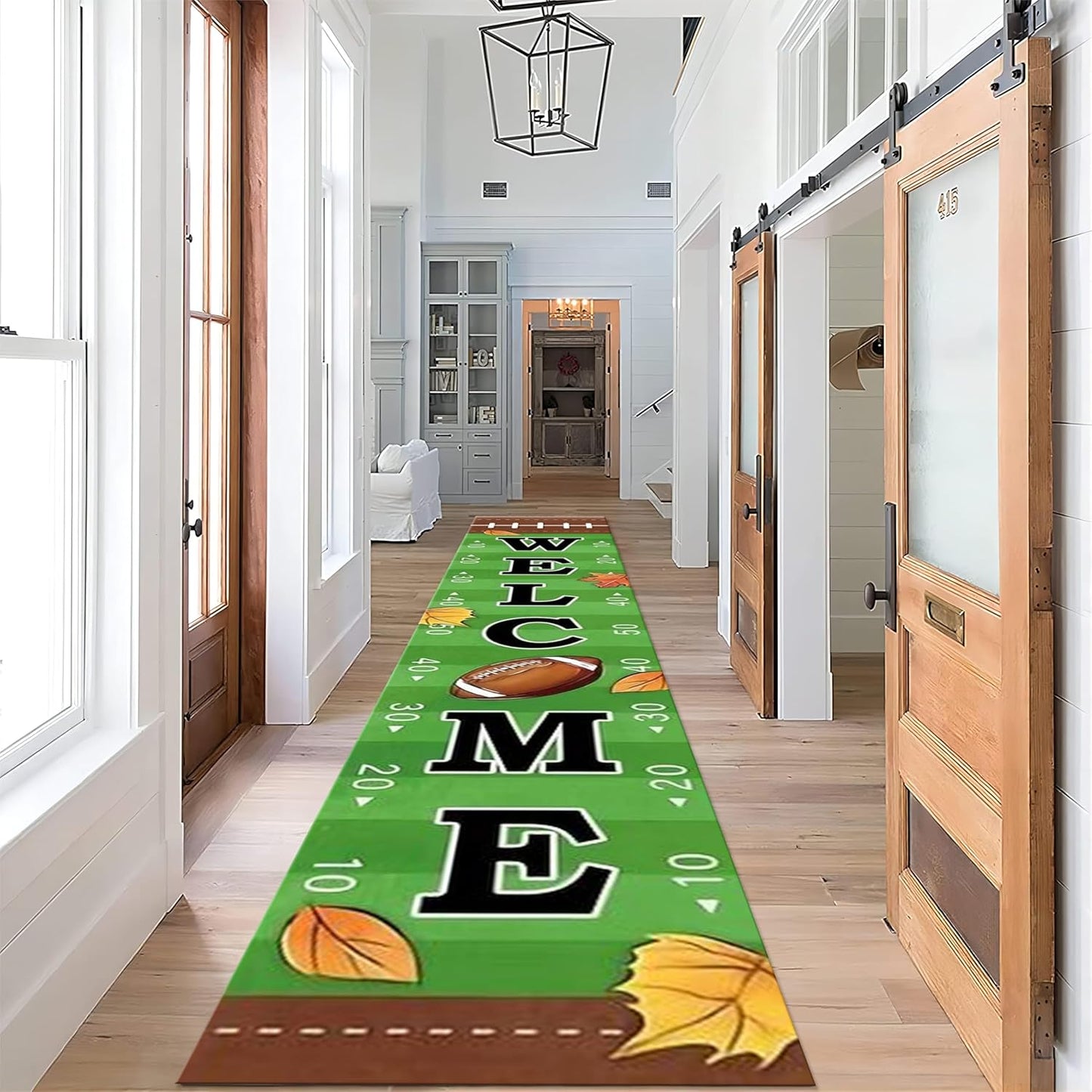Autumn Welcome Entrance Rug, 3.3x7ft, American Rugby Carpet for Entryway, Cozy Soft Home Decor Kids Rugs, Foldable Washable Breathable Anti-Slip Rug for Front Door Dining Room