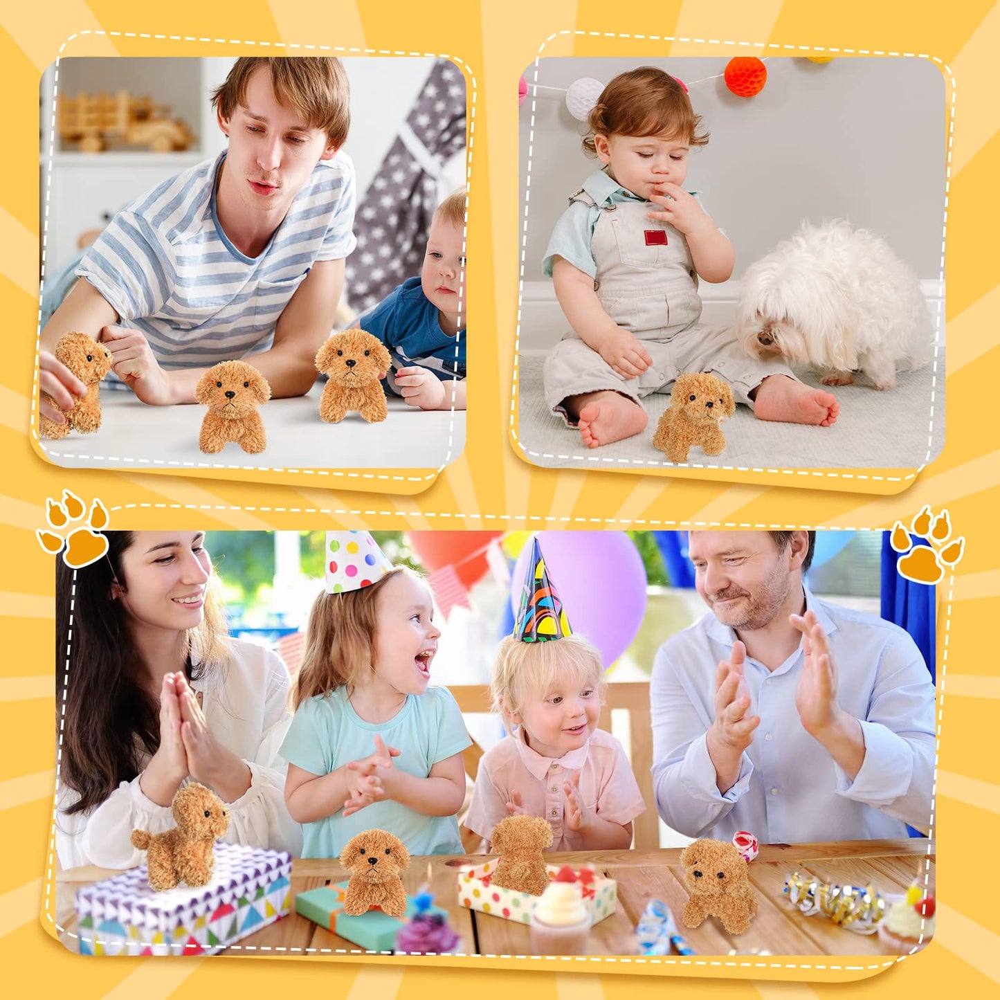 HyDren 30 Pcs 4.72 in Puppy Dogs Stuffed Animals Bulk Adopt a Puppy Mini Stuffed Plush Soft Puppies Dog Fluffy Plush Animal for Kids Baby Girls Boys Birthday Gifts Indoor Adoption Event(Light Brown)