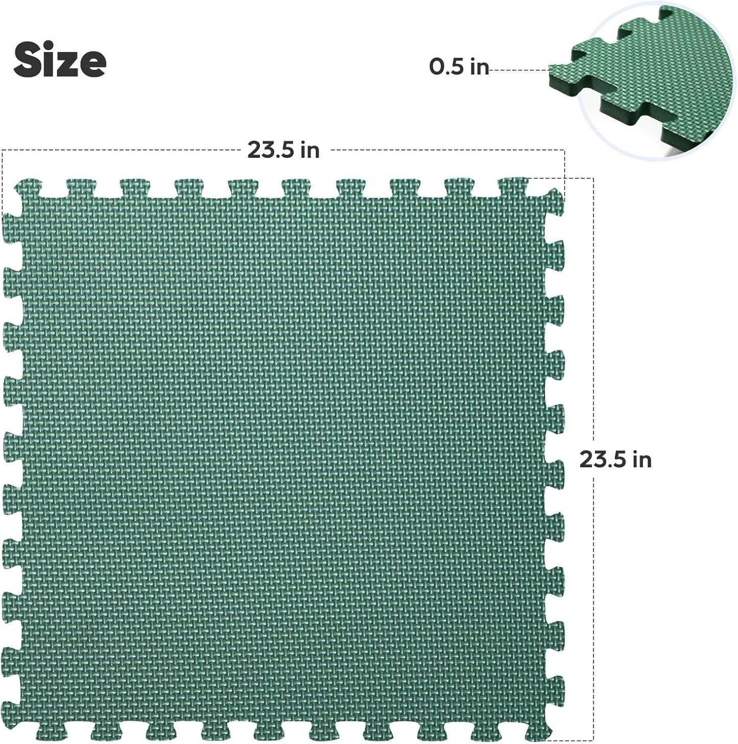 Home Gym Mat, Puzzle Exercise Mat, EVA Interlocking Foam Floor Tiles for Home Workout Equipment and Kids' Play Areas - Blue, 24 in x 24 in x ½ in - (Green, 24 Pack(96 SQ FT))