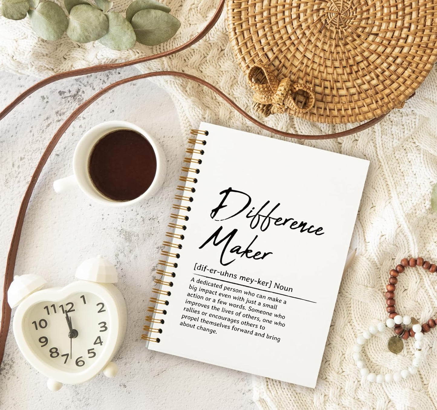 OXW Difference Maker Appreciation Gift, Meeting Notebook for Work, Thank You Gifts for Leader Mentor Manager Boss, Office Supplies Social Worker Notebook, White Hardcover Spiral Notebook 5.5 x 8.3