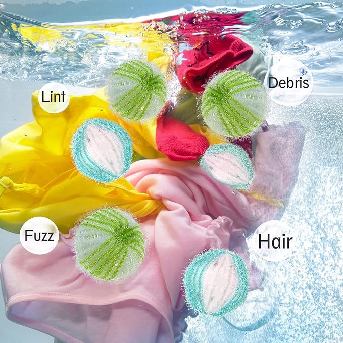 Pet Hair Remover for Laundry, 12 PCS Reusable Pet Hair Remover Balls, Washing Machine Hair Catcher for Dog and Cat Hair Removal, Gentle Lint Collector for Laundry Care, Blue & Green
