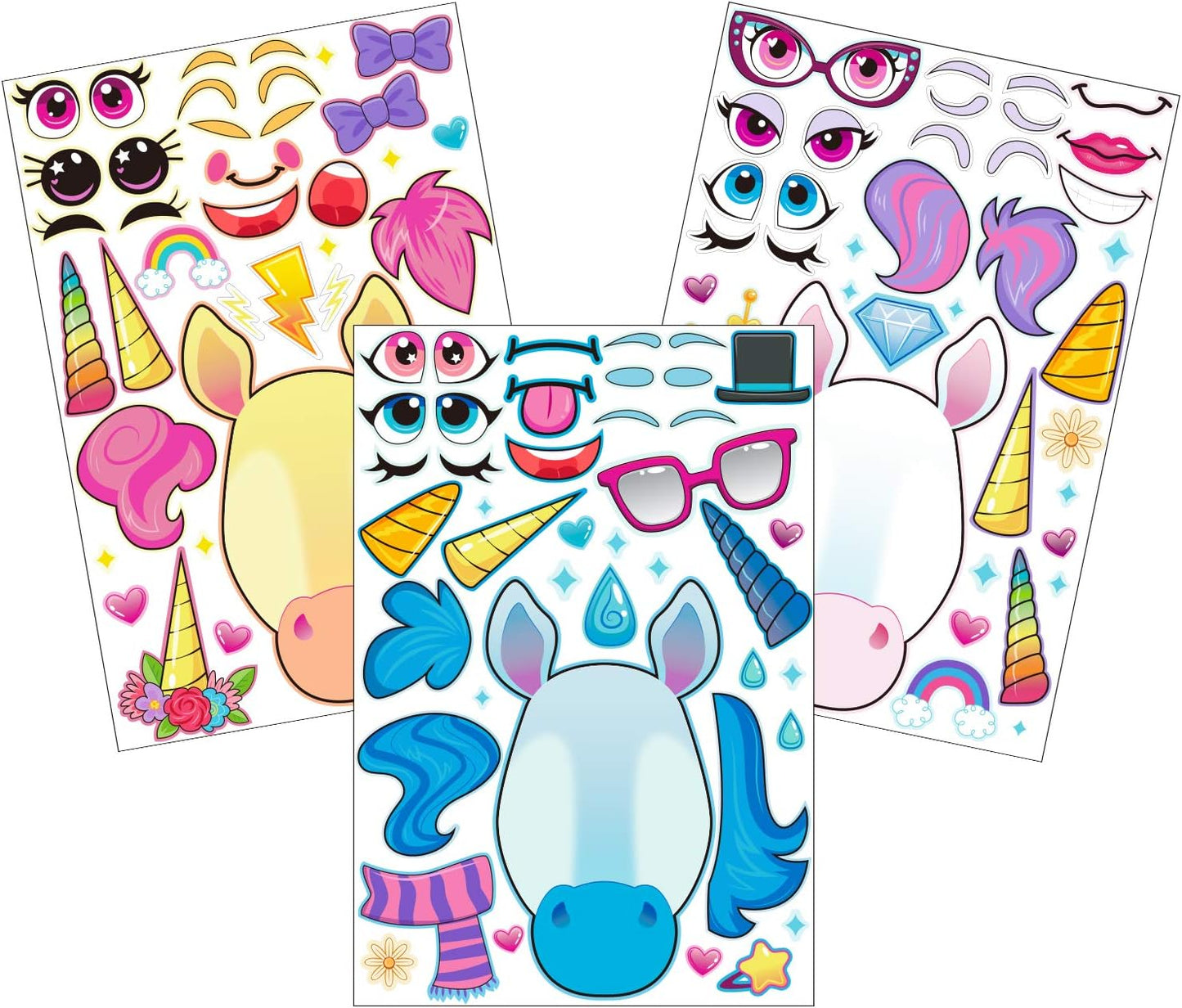 JOYIN 36PCS 9.8"x6.7" Make a face Stickers for Kids, Make Your Own Unicorn Stickers, Party Favors Kids Crafts, Goodie Bags Stuffers, Classroom Rewards