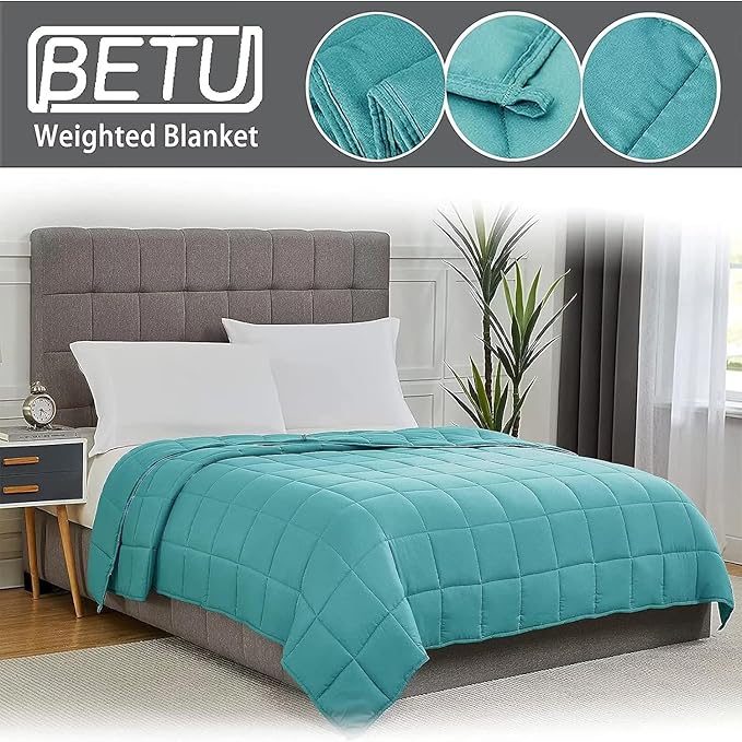 Teal Weighted Blanket for Adults 20lbs, 48"x72", Twin Full Size Cooling Heavy Throw Blanket for 130-220lbs, Microfiber Soft Thick Big Blankets Weighted Comforter Breathable Gift for Sleeping