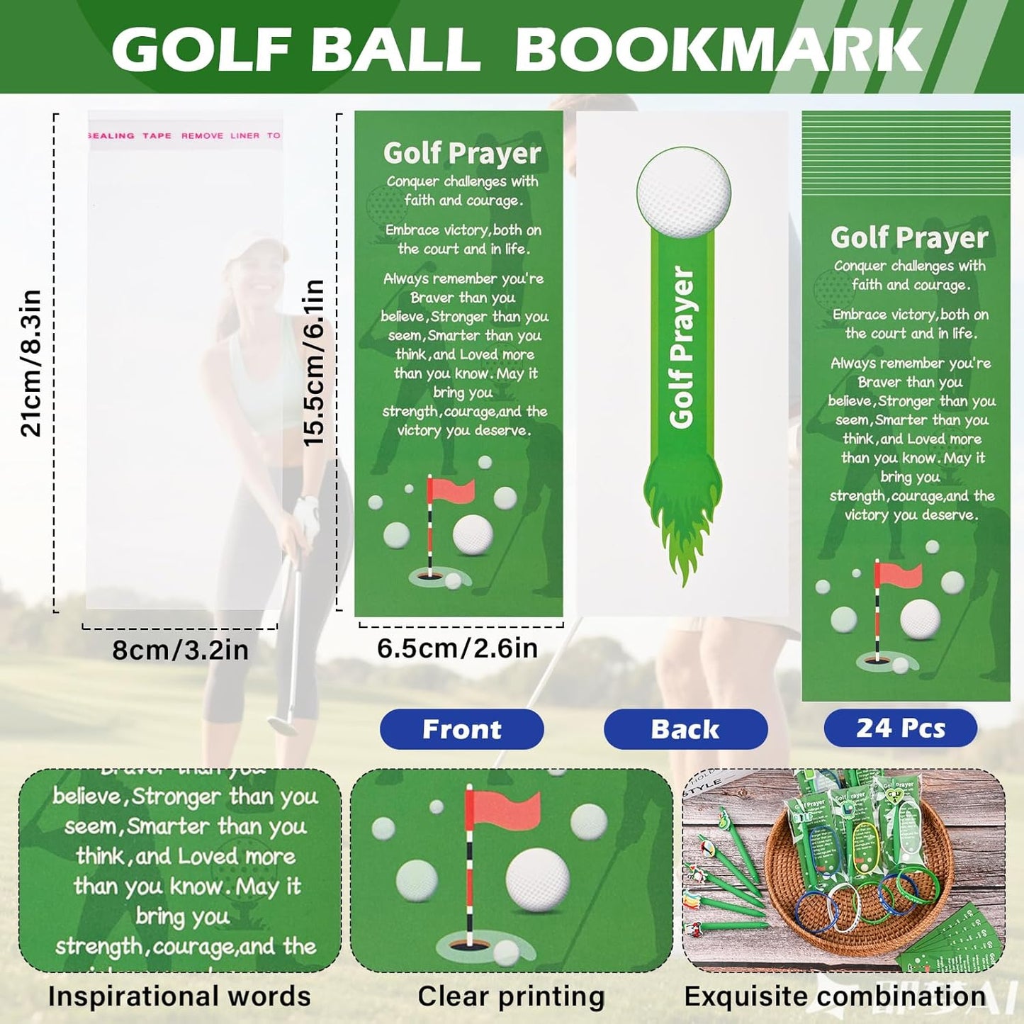 LiYiQ 72 Pcs Golf Party Favors Golf Team Gifts Golf Goodie Bags Stuffers Golf Ballpoint Pens Bookmark Card and Silicone Bracelet