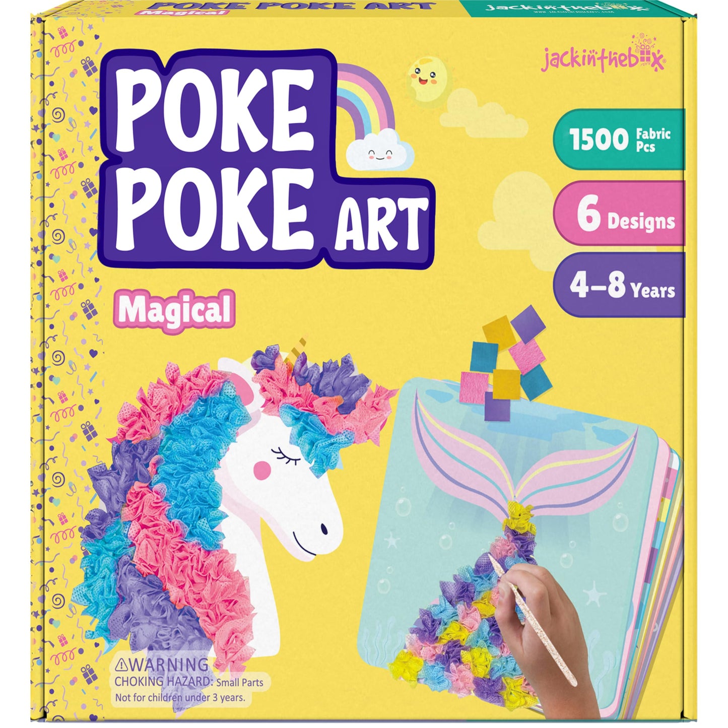 jackinthebox Poke Poke Art – Magical Theme, Mess-Free Fabric Art and Craft, Flower Pressing Kits, Gift for Kids, Girl Gifts, DIY Activity Boy Gift, Best Gift for Girls and Boys Ages 4 5 6 7 8