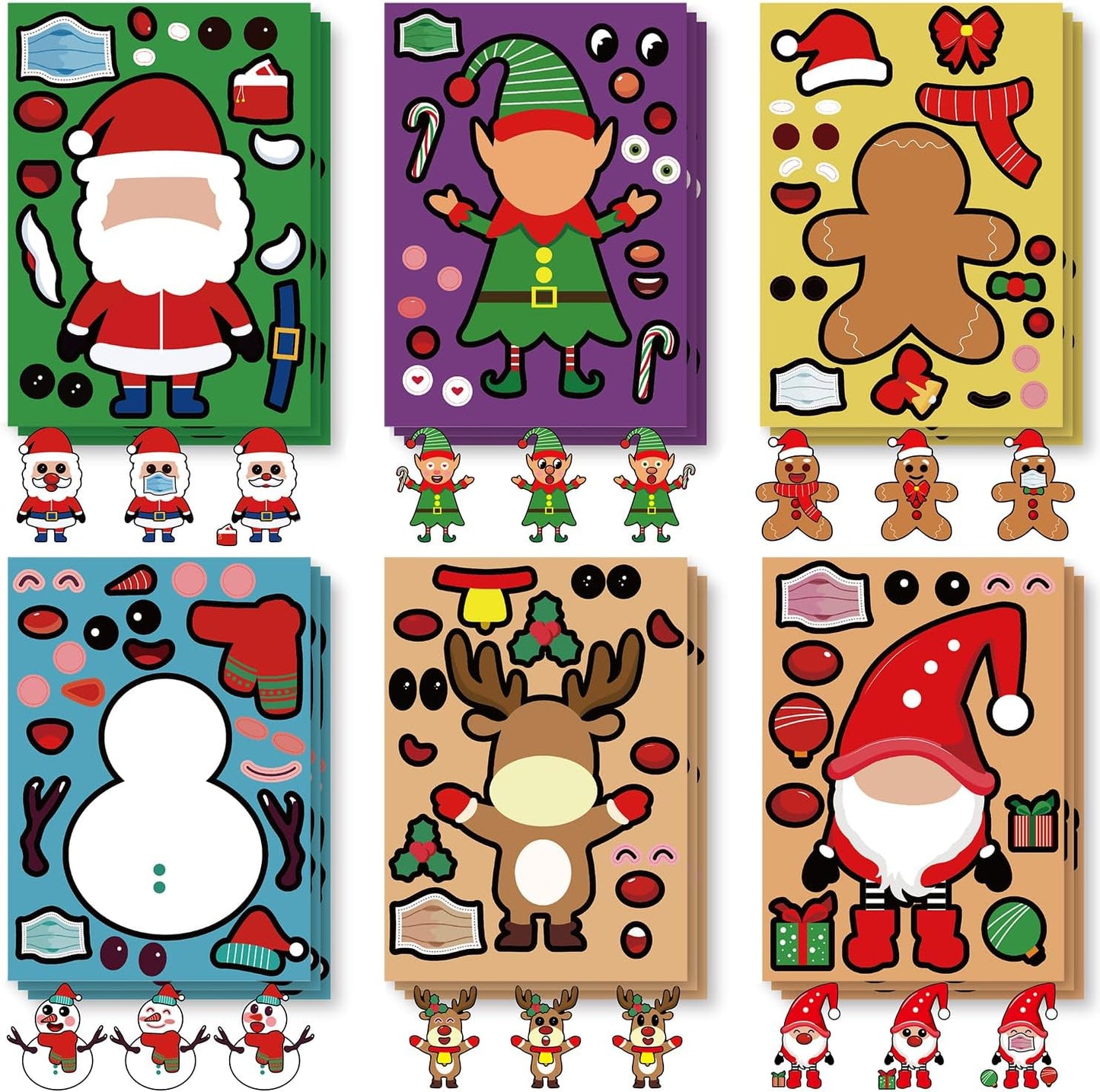 Christmas Stickers for Kids, 36 Sheets Make Your Own Christmas Crafts Party Favors for Kids Boys Girls, Holiday Stickers Party Games Activities Goody Bag Stuffers Gifts