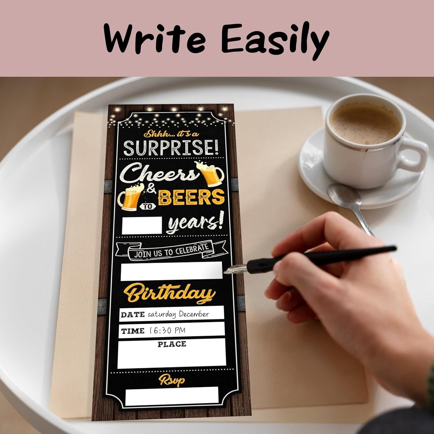 Cheers And Beers Birthday Invitation-Beers Ticket Invite Cards with Envelopes for Adults-3x8 inch Birthday Card-Party Favor & Supplies (20 Packs)-A21