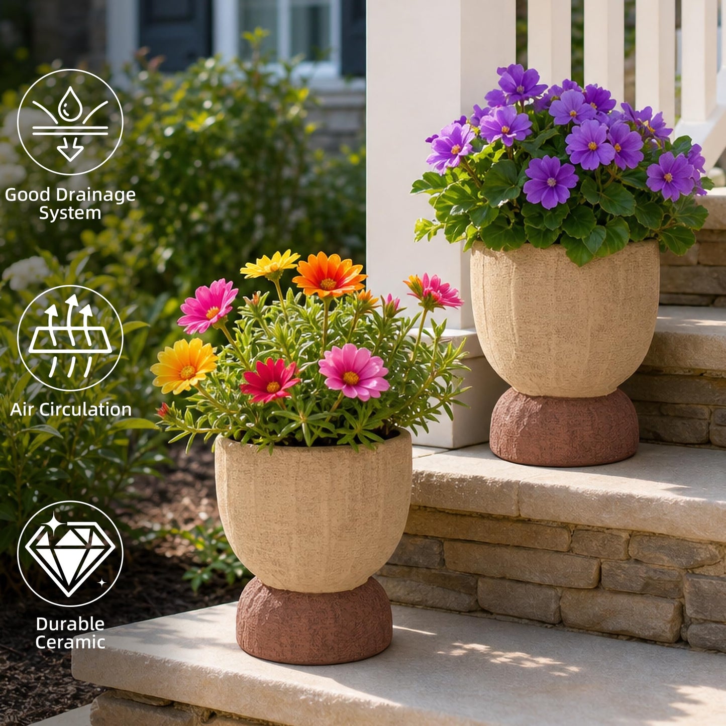 DREAMLOOM Terracotta Planter for Plant Flowers, 6.4Inch Terracotta Pots for Succulents, Bonsai, Fairy Gardens, Herbs, Terra Cotta Color (Light Terracotta)